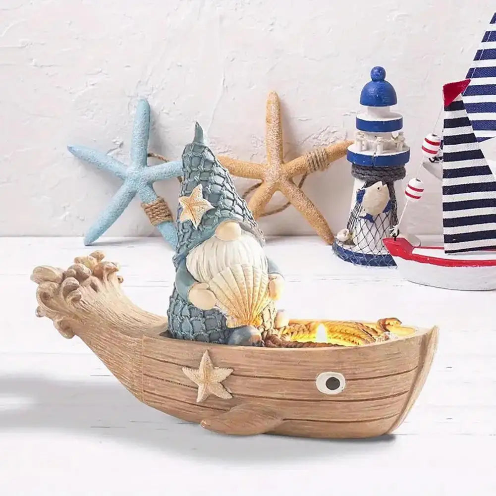 Ship Gnome Figurine Nautical Sailor Gnome Figurine Decor for Home Office Garden Resin Ocean Statue Summer Pool Ornaments Beach