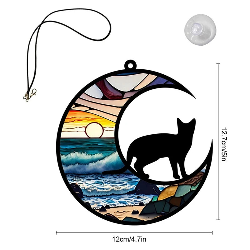 Cat Suncatcher, Acrylic Cat Memorial Suncatcher Stained Glass Window Hanging Ornament Suncatcher Gift