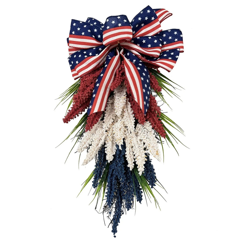 U.S Independence Day Memorial Wreath Pendants American 4th of July Garlands Reusable Ornaments Home Decor for Indoor Outdoor