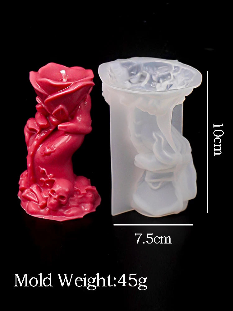 new rose hand silicone candle mold-decor 