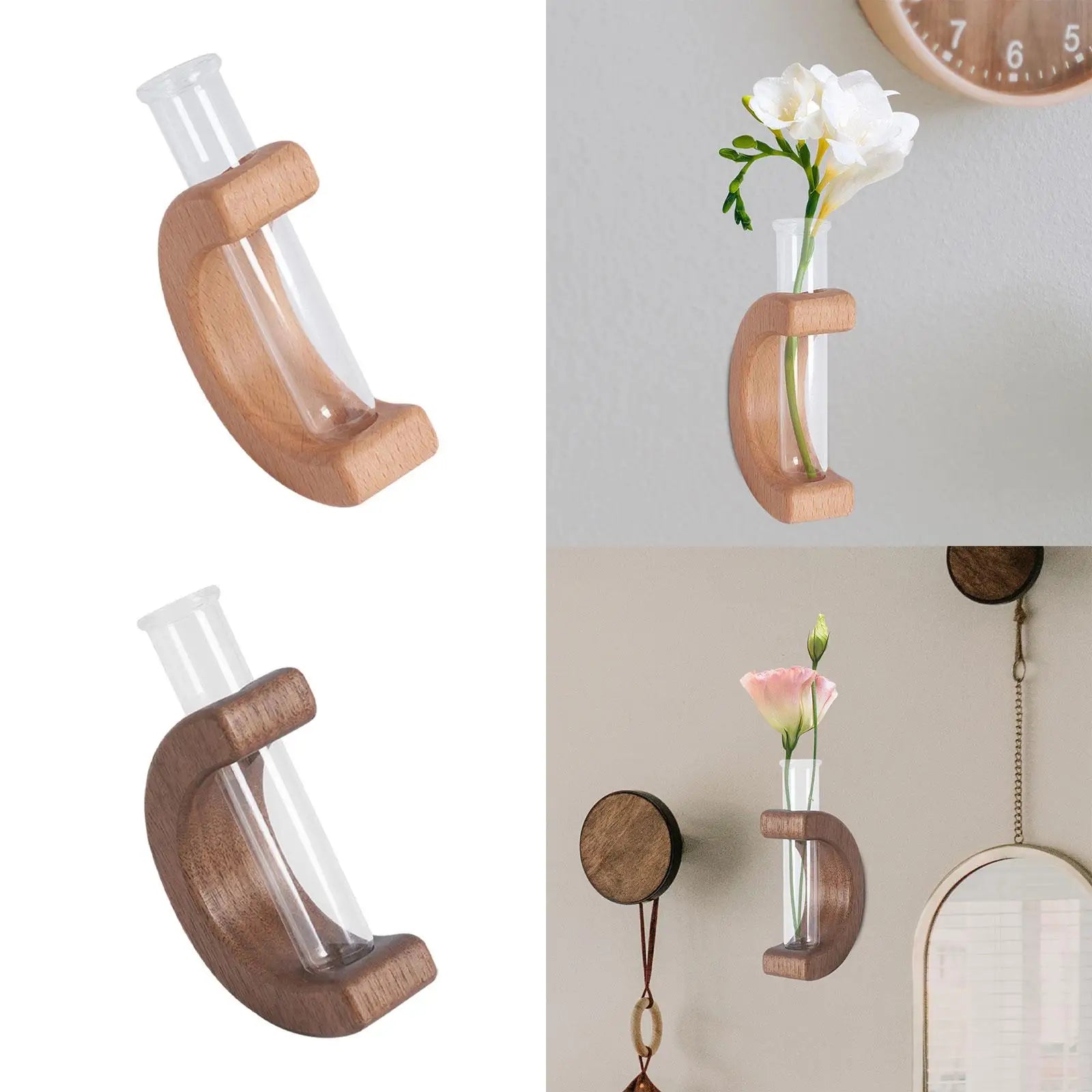 Refrigerator Vase Flower Pot Holder, Creative Glass Tube, Wall Mount, Car