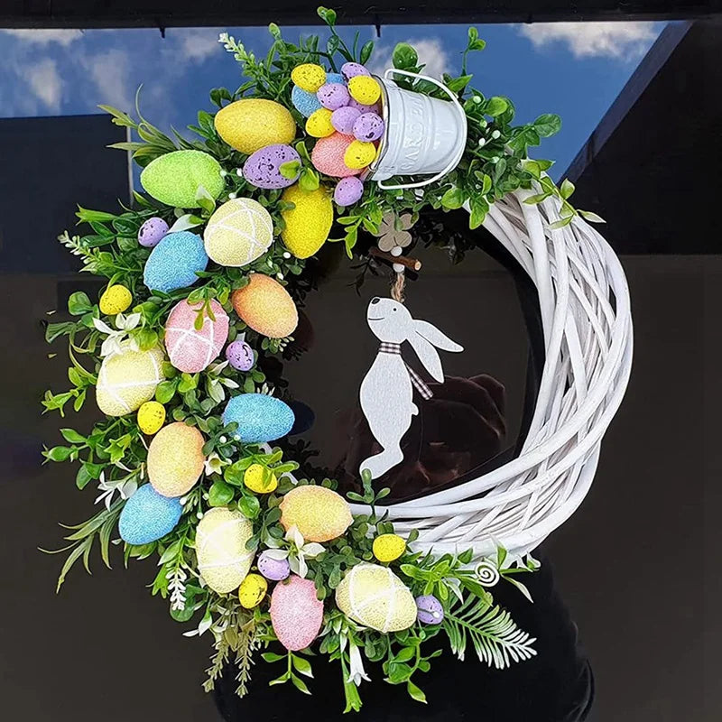 Easter Decorations Bunny Easter Egg Wreath Hanging Ornament Spring Wreaths For Garlands Fireplace Home Decor