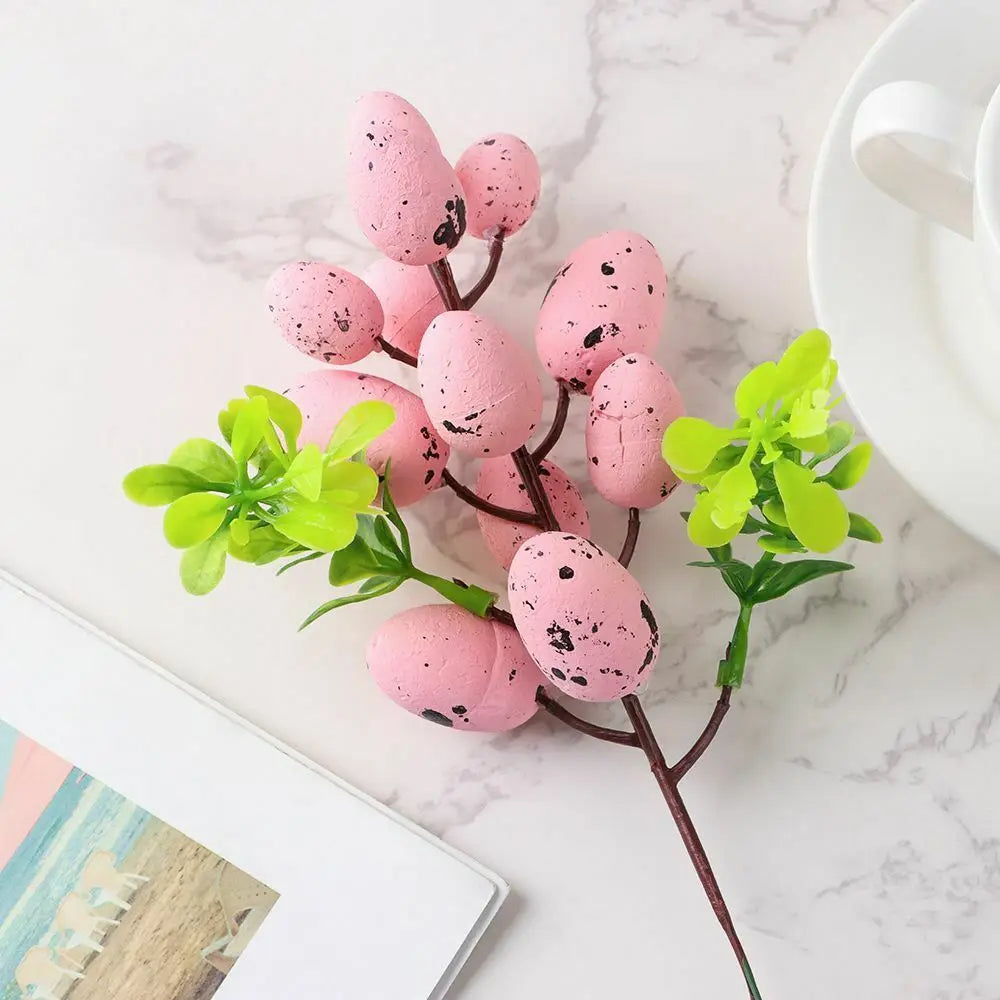 Artificial Easter Flower 3pcs Foam Easter Egg Flower Decor Spring Floral Stems Speckled Easter Egg Twig Branches for Easter 2024