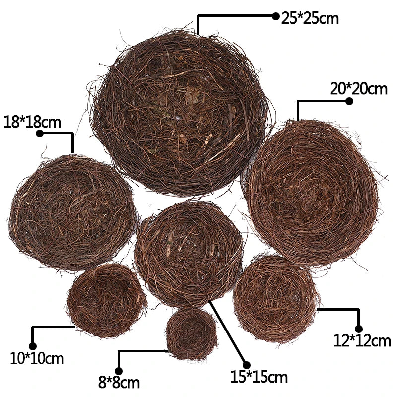 8-25cm Round Rattan Bird Nest Easter Decoration Bunny Eggs Artificial Vine Nest For Home Garden Decor Happy Easter Party Supply