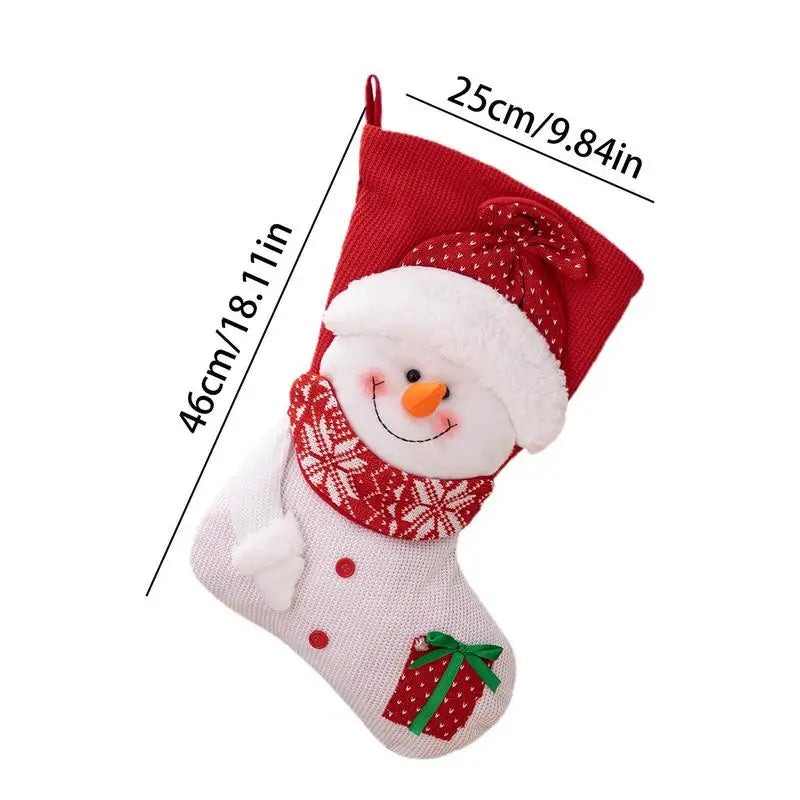 Christmas Gnome Stockings Knitting Santa Snowman Felt Stockings Gift Bag Handmade Cute Christmas Theme Gift Holding Bag For