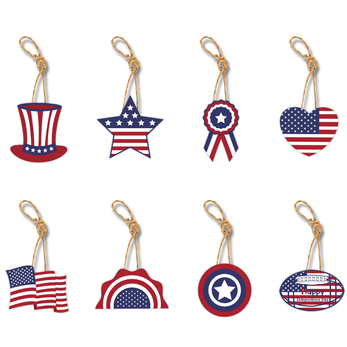 American Independence Day Gift Decoration Hanging, Plaque Medallion Flag Hanging Decoration, Happy 4th of July Pendant,8pcs