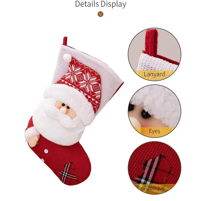 Christmas Gnome Stockings Knitting Santa Snowman Felt Stockings Gift Bag Handmade Cute Christmas Theme Gift Holding Bag For