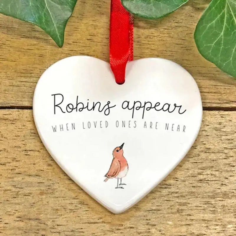 Ceramic Heart Hanging Ornament I Wish You Lived Next Door Christmas Tree Hang Decorations Valentine's Day Pendant Home Decor