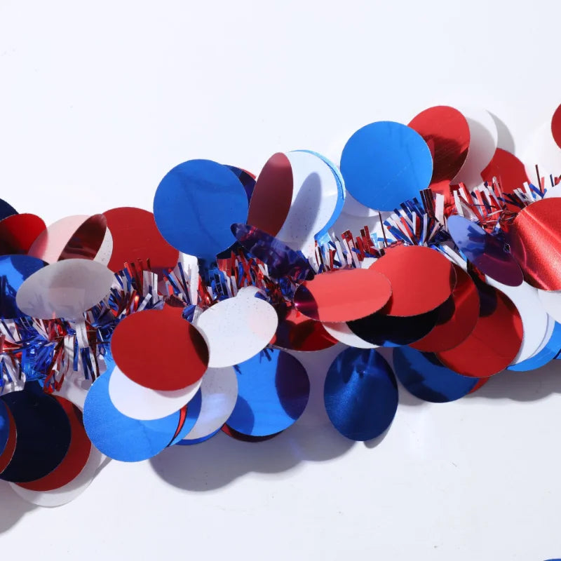 Colorful Tinsel Garlands Independence Day Streamers Hanging Decor MetallicTwist Patriotic for 4th of July Party Bars Decorations