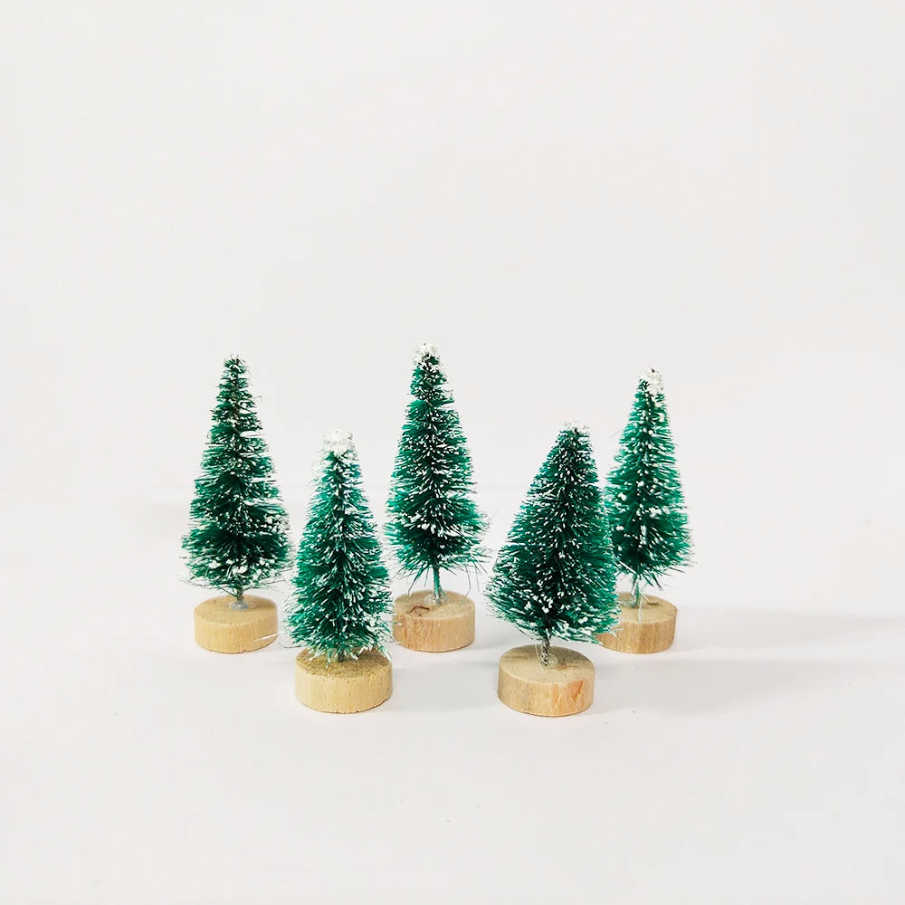 5Pcs Mini Christmas Trees Plastic Artificial Christmas Tree Ornament Winter Snow Tabletop Diy Craft Christmas Decoration 2024