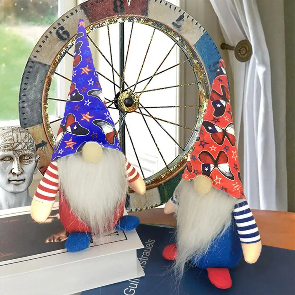 Felt Gnome Doll Handmade Patriotic Gnome Decorations for Independence Day Day Day American Flag Table Ornaments Lucky Dolls