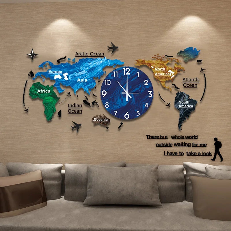 New Hot Unique Acrylic Wall Clock 3D DIY Large Wall Hanging Clock with Stickers Home Decorations