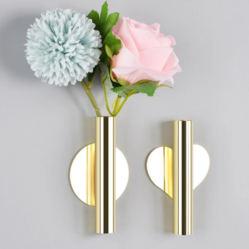 Wall Mount Flower Vase Tube Creative Wedding Wall Frame Flower Pot Ornaments Living Room Wall Installation Decorative Pendant