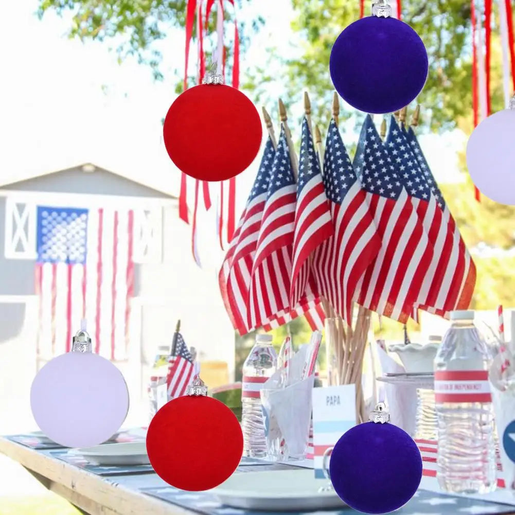 12Pcs American Flag Color Sequin Hanging Ball 4th of July Red White Blue Independence Day Decoration USA Themed Party Supplies