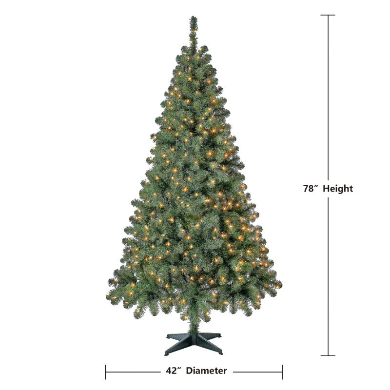 6.5 ft Pre-Lit Madison Pine Artificial Christmas Tree, Clear Incandescent Lights, by Holiday Time