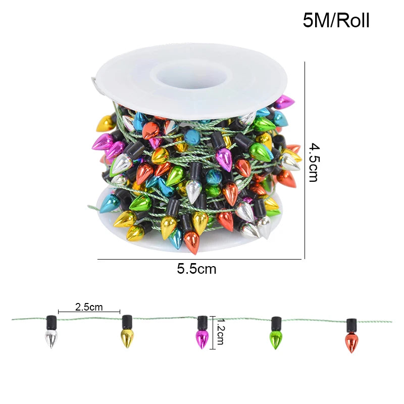 5Meters Christmas Garland DIY Small Bulbs String Mini Colorful Christmas Fairy Lights No Electricity Xmas Tree Ornament Supplies