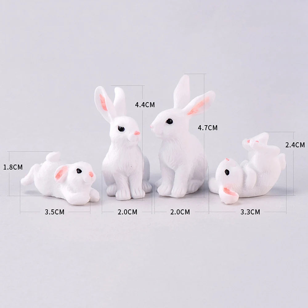 Cute Resin Bunny Ornament Home Miniature Landscape Decoration Mini Bunny Miniature Figurines Home Easter Decoration