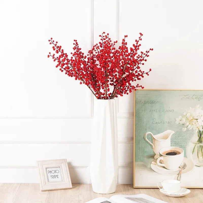 artificial red berry bouquet christmas decor-limlight decor 