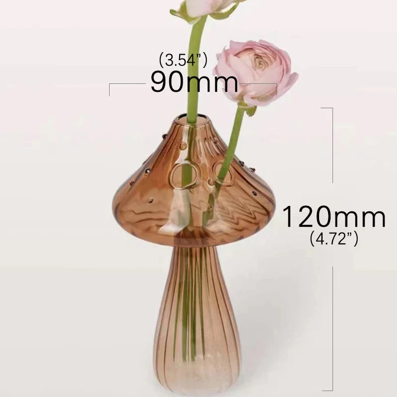 Mushroom Glass Vase Aromatherapy Bottle Creative Home Hydroponic Flower Table Simple Decoration