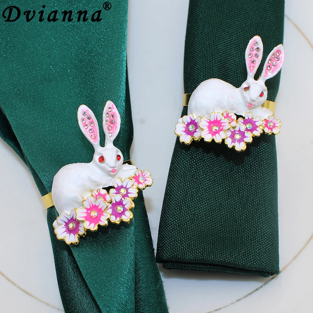 6Pcs Easter Bunny Napkin Rings Rabbit Gold Napkin Rings Holders Metal Napkin Ring Buckles for Easter Dinner Weddings Table Decor