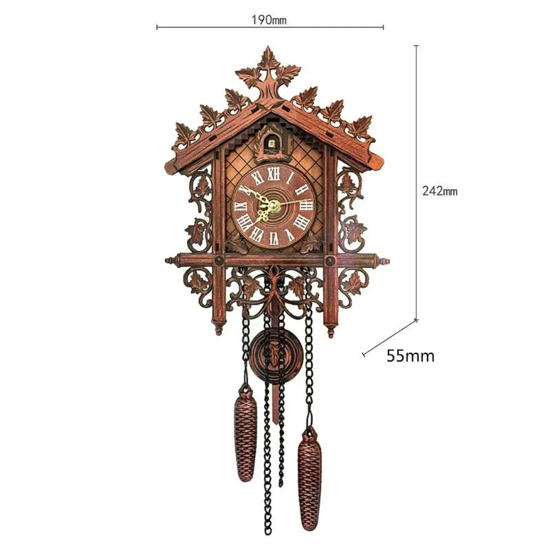 Vintage Wooden Hanging Cuckoo Wall Clock for Living Room Home Restaurant Bedroom