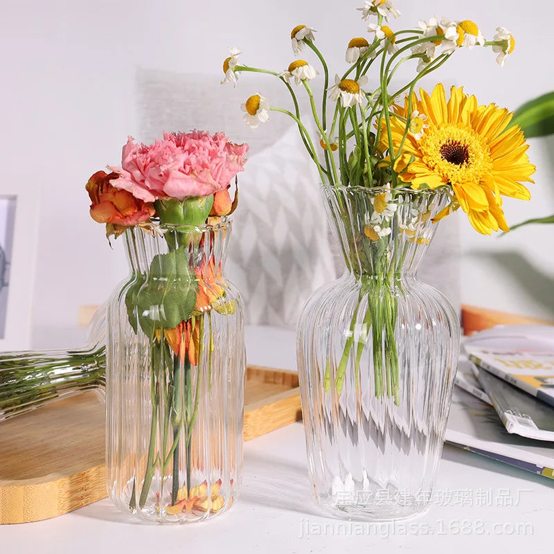 Flower Vase Glasses For Plants Nordic Glass Flower Vase Transparent Hydroponic Glass Flower Pot Home Decoration Table Ornaments