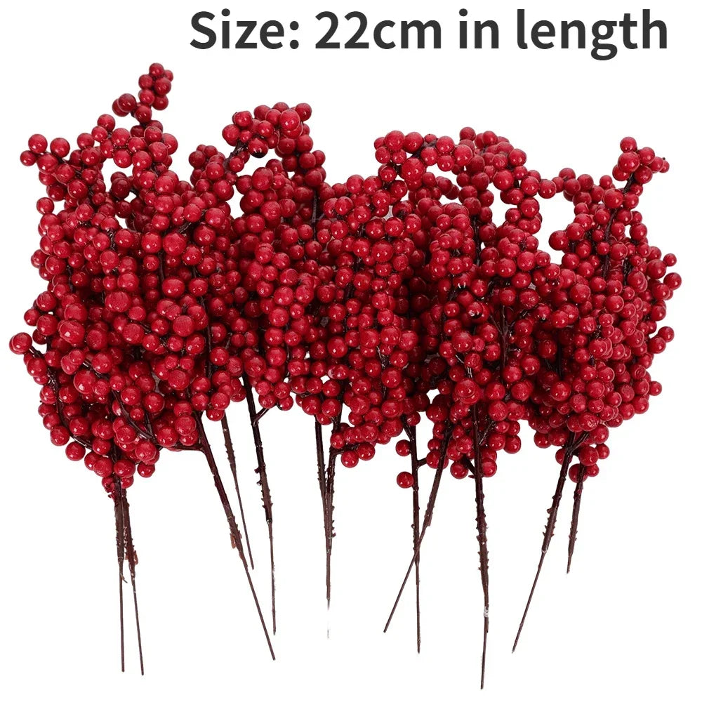 artificial red berry bouquet christmas decor-limlight decor 