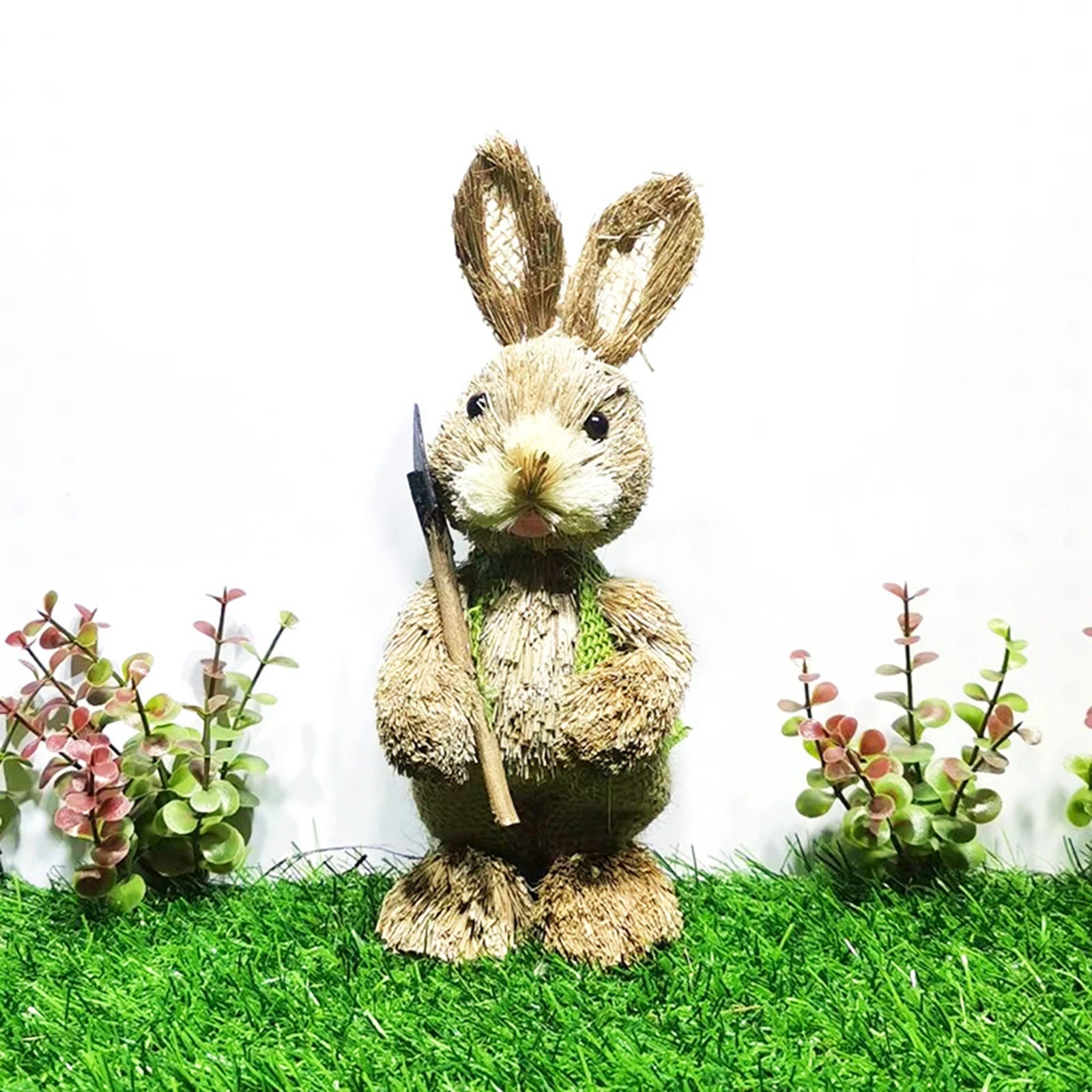 Artificial Small Rabbit Ornaments Easter Theme Party Decoration Supplies Cute Mini Rattan Weaving Bunny Home Festival Decoration