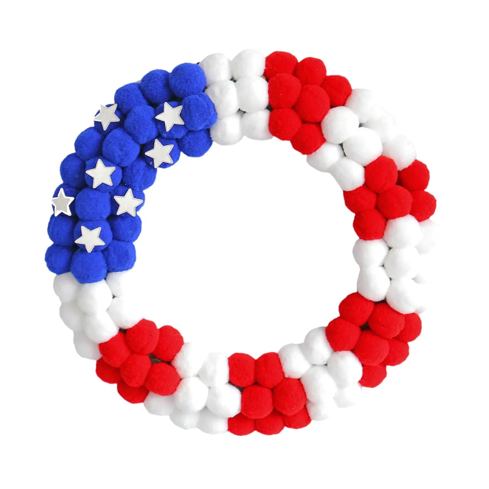 Independence Day Wreath Decorative Handcrafted Ornament Hanging Patriotic Wreath for Wall Festival Party Front Door Decor