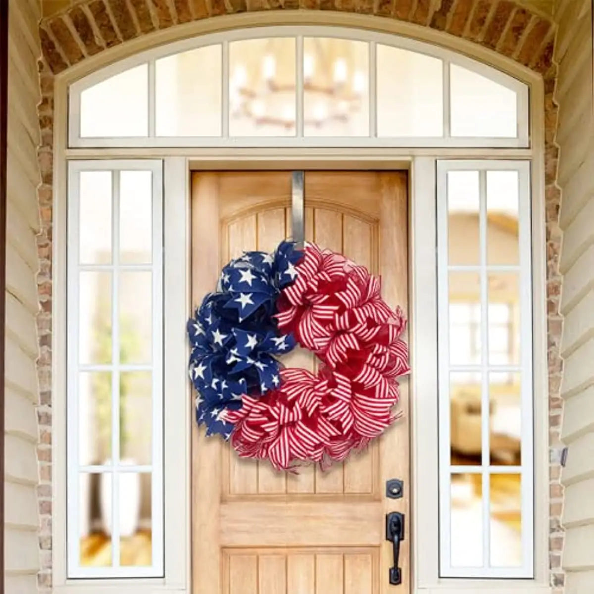 July 4th Patriotic Wreath,Independence Day Red White Blue Porch Decor Party Favor Creative Supplies Photo Props for July Fourth