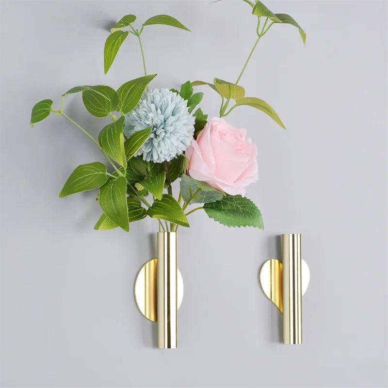 Wall Mount Flower Vase Tube Creative Wedding Wall Frame Flower Pot Ornaments Living Room Wall Installation Decorative Pendant