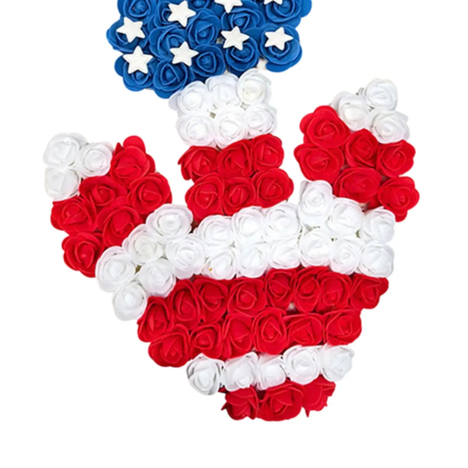 Fourth of July Independence Day Artificial Wreath Patriotic Wreath Red White Blue Fine Craftsmanship 17.7x11inch PU Material