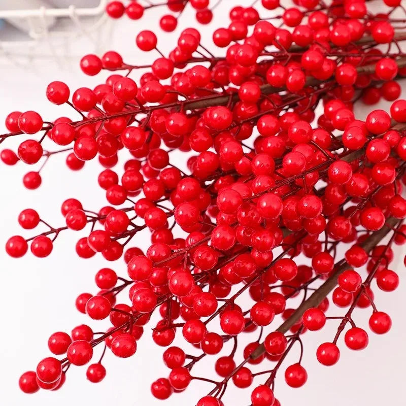 artificial red berry bouquet christmas decor-limlight decor 