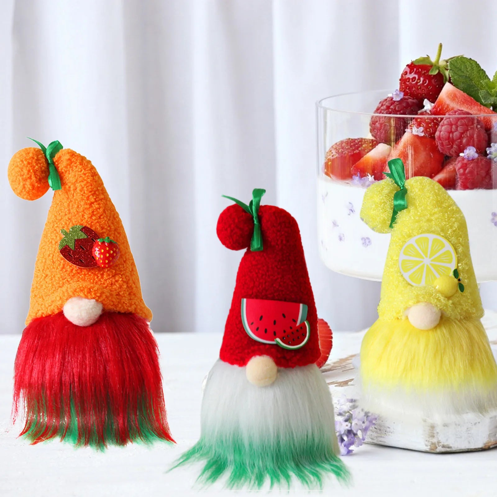 Summer Fruit Handmade Faceless Gnome Plush Doll Strawberry Lemon Watermelon Colorful Bedroom Decorations Home Decor kid Gifts