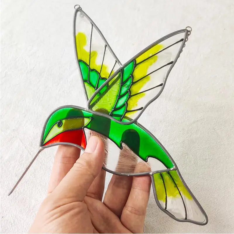 Stained Glass Hummingbird Decor Acrylic Glass Suncatcher Ornaments Garden Statues Sculptures and Home Decor Outdoor Ornament