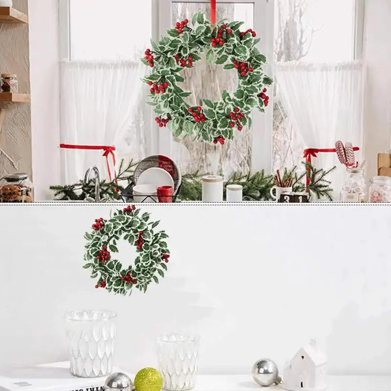 Artificial Christmas Wreath Christmas Artificial Garland For Door Reusable Christmas Artificial Hang Wreath Decorations For Door