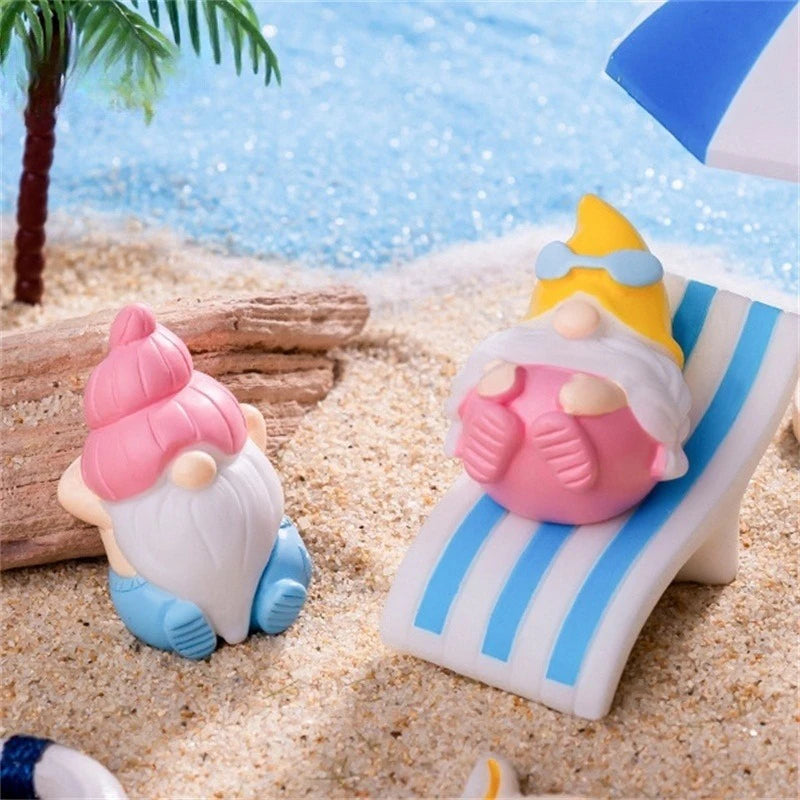 1Pc Mini Summer Easter Dwarves Figurine Gnome Doll Micro Landscape Dollhouse Model Car Interior Ornament Home Desktop Decoration