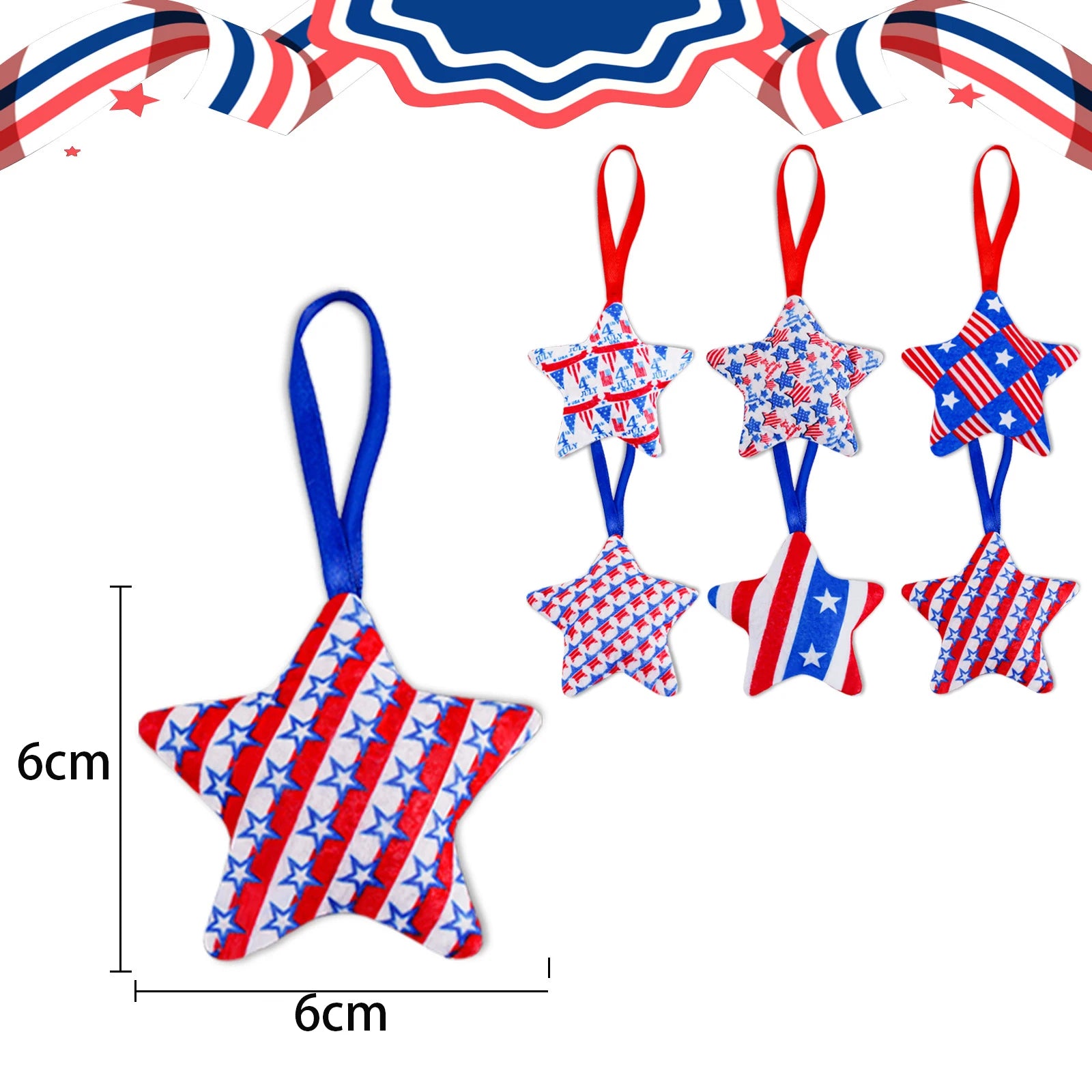 6cm American Independence Day DIY Star Hanging Pendant  Decoration Crafts Kids Gifts For Party USA July 4th American Star  Decor