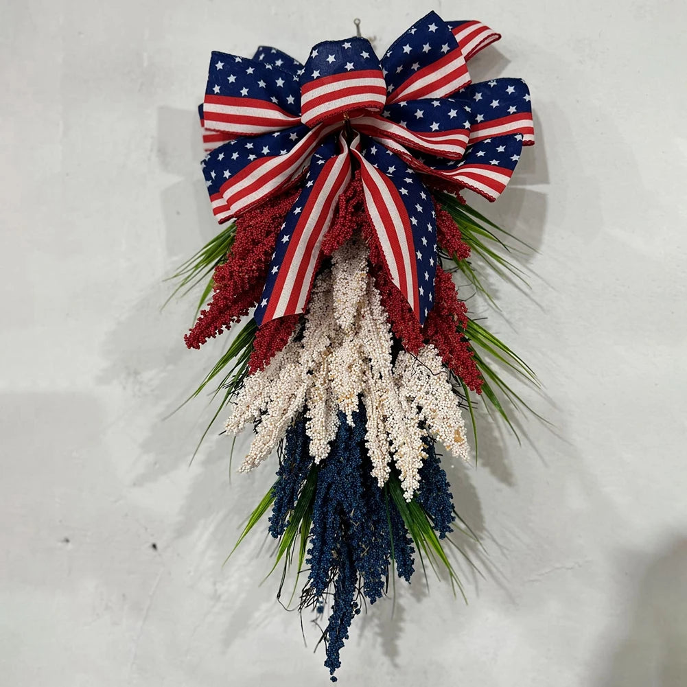 U.S Independence Day Memorial Wreath Pendants American 4th of July Garlands Reusable Ornaments Home Decor for Indoor Outdoor