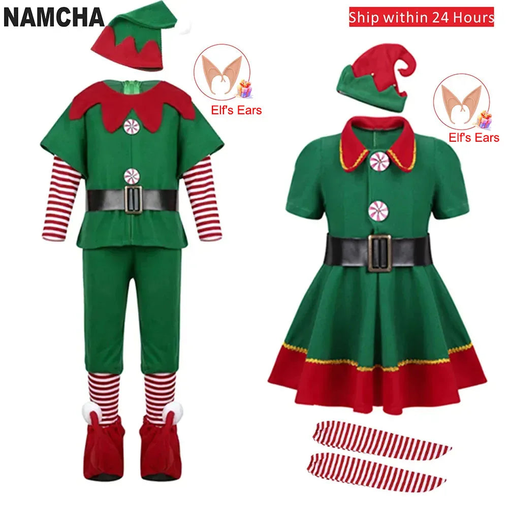 christmas santa claus costume green elf-limlight decor