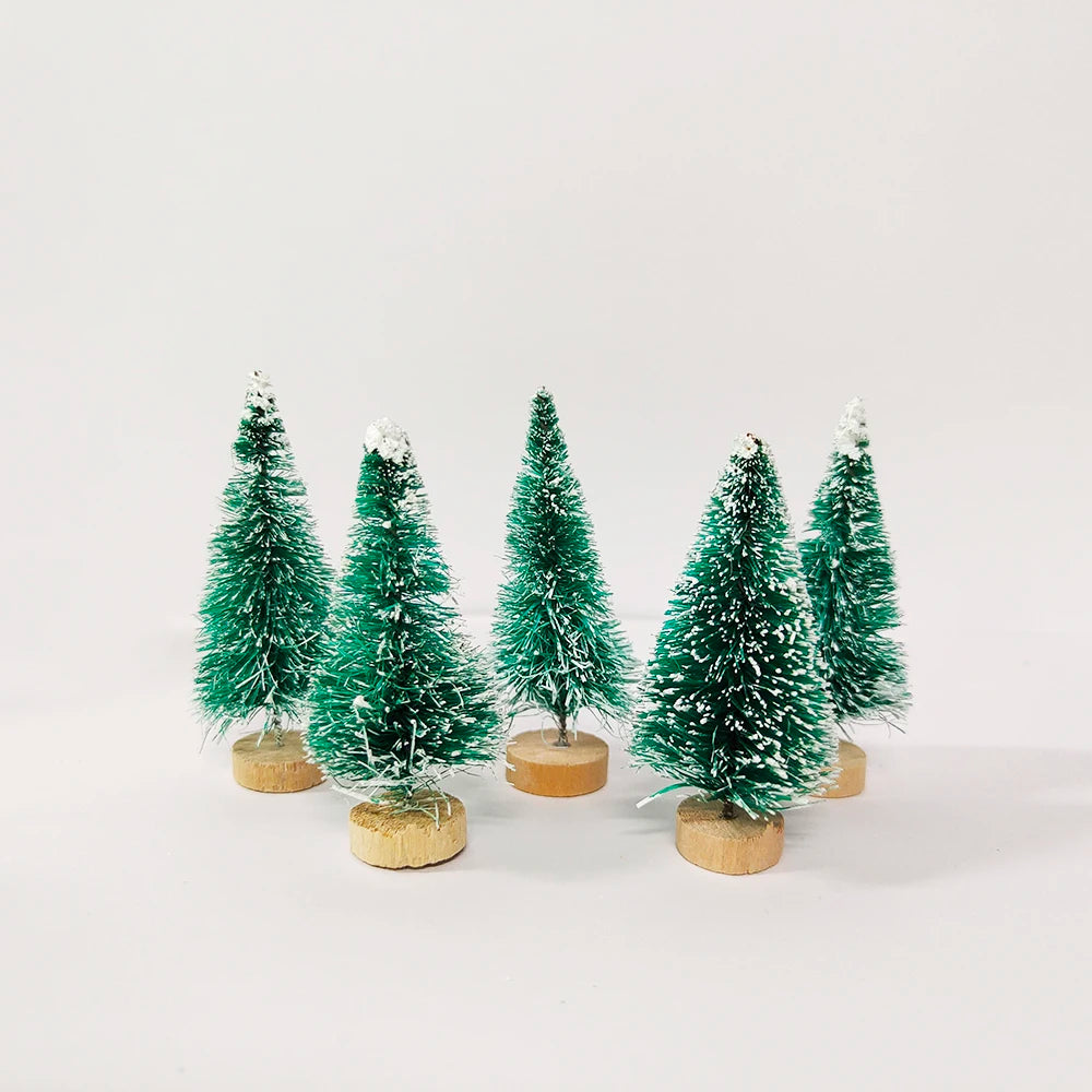 5Pcs Mini Christmas Trees Plastic Artificial Christmas Tree Ornament Winter Snow Tabletop Diy Craft Christmas Decoration 2024