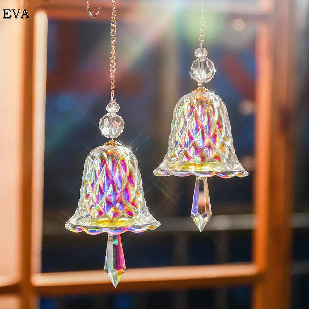 Crystal Wind Chimes Glass Bell Hanging Suncatcher Christmas Decoration Birthday Gift Crystal Bells for Wedding Souvenir