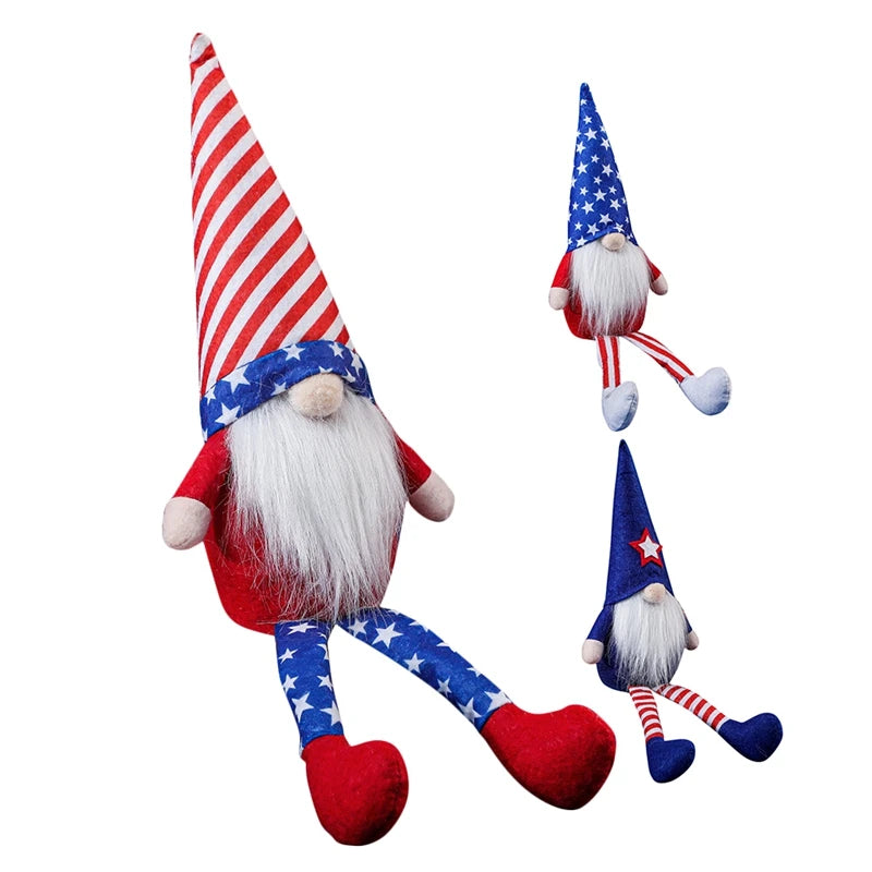 Promotion! American Independence Day Doll Decor Pointed Hat Hanging Leg Doll Ornament, Faceless Dolls Gnome Children Toy Gift