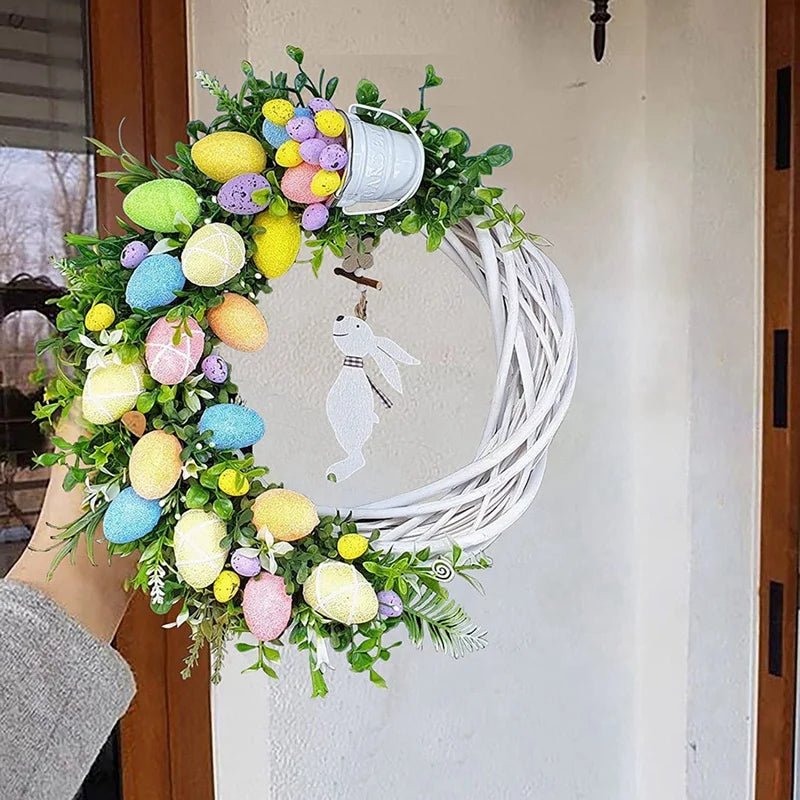 Easter Decorations Bunny Easter Egg Wreath Hanging Ornament Spring Wreaths For Garlands Fireplace Home Decor