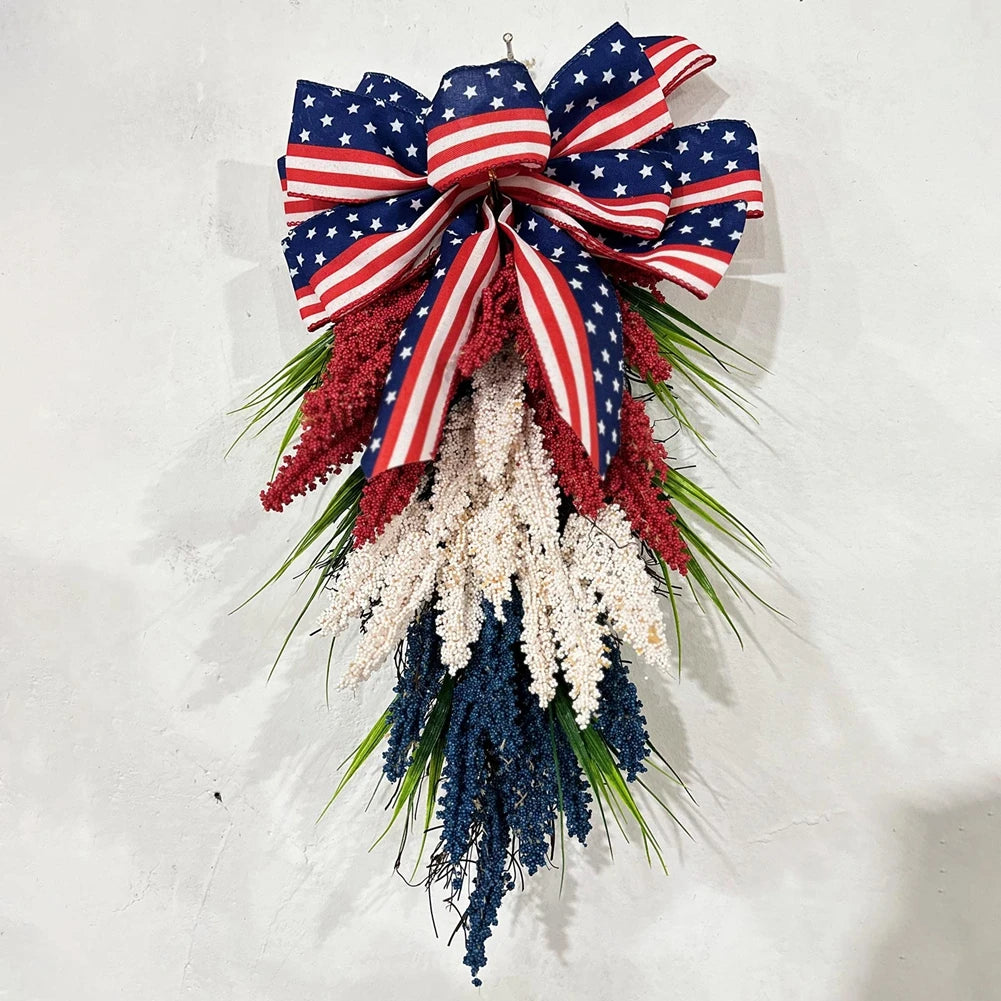 U.S Independence Day Memorial Wreath Pendants American 4th of July Garlands Reusable Ornaments Home Decor for Indoor Outdoor