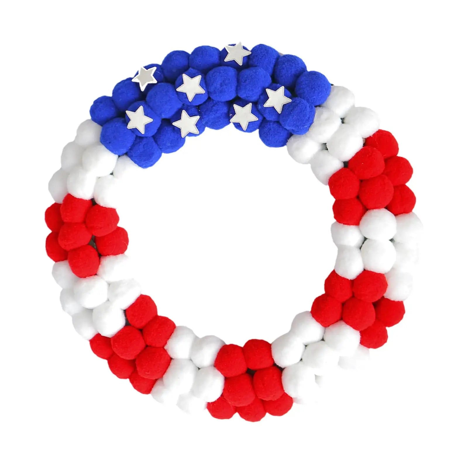 Independence Day Wreath Decorative Handcrafted Ornament Hanging Patriotic Wreath for Wall Festival Party Front Door Decor