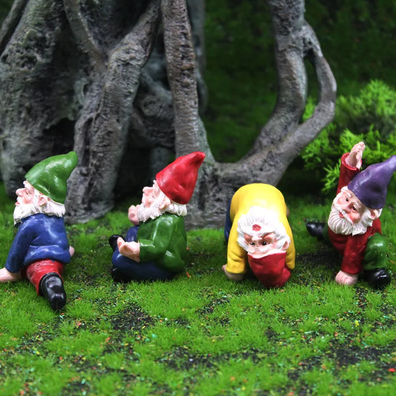 Mini Funny Gnomes Fairy Garden Party Yoga Gnomes Dwarf Statue Miniature Courtyard Landscape Flowerpot Figurine Ornaments