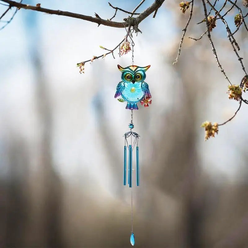 Metal Wind Chimes Owls Hanging Owl Christmas Ornament With S Hook Outdoor Wind Chimes Indoor Stained Glass Metal Tubes Music