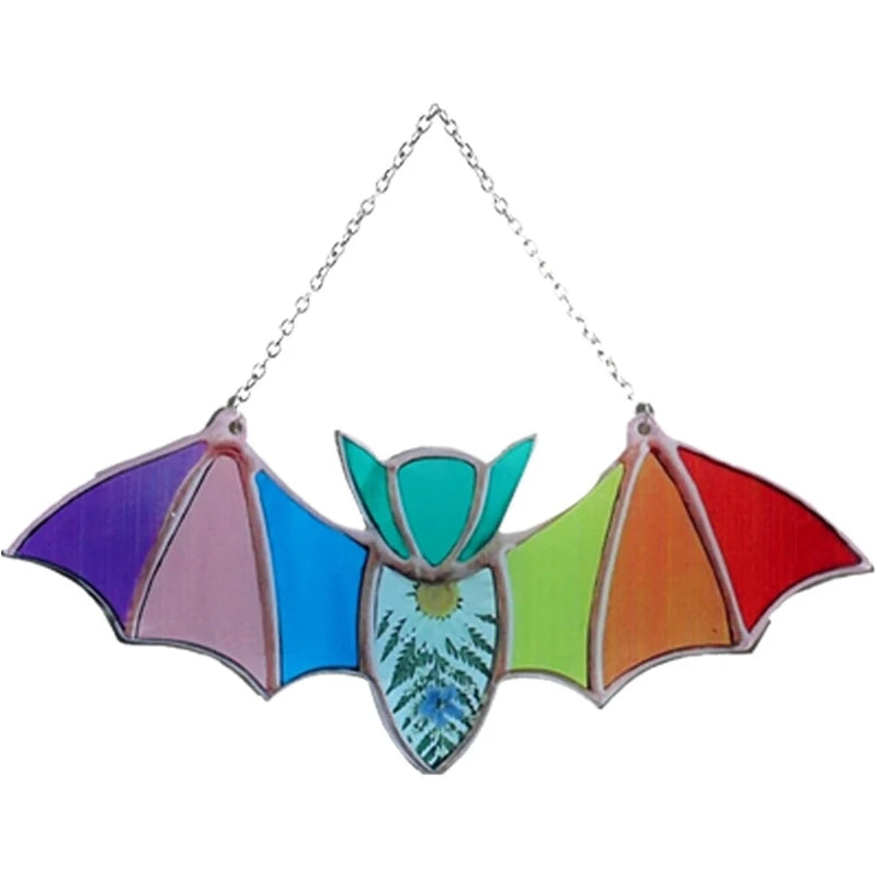 Bat Stained Glass Suncatcher Window Hanging Decoration Acrylic Wall Art Suncatcher Bat Home Party Halloween Festival Decoration