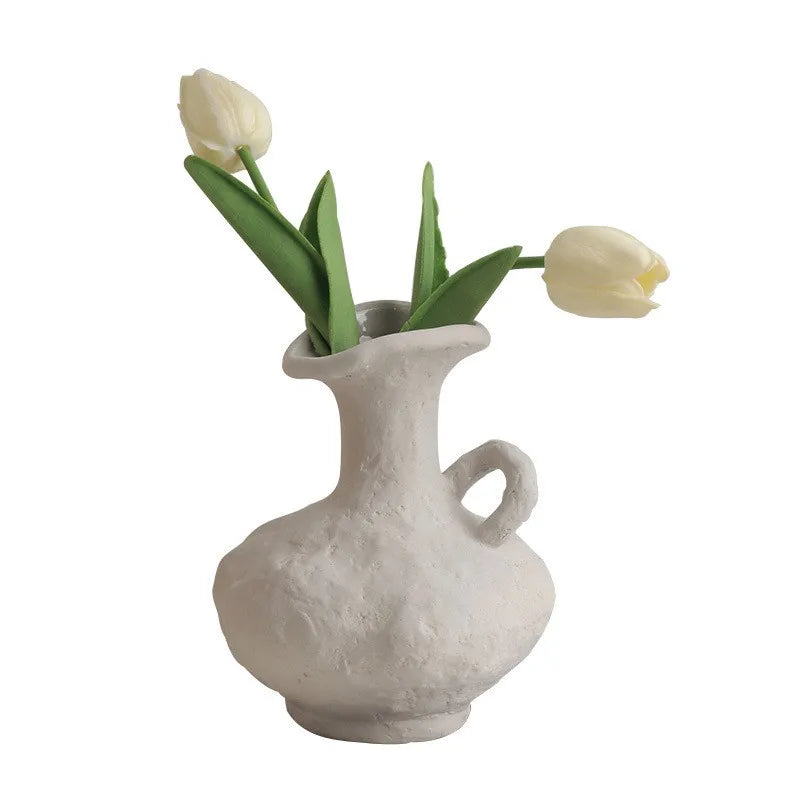 Hydroponics Nordic Style Simple Flower Pot, Ceramic White Vases, Table Accessories, Bathroom Aesthetic Room Decoration